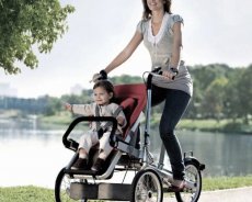 Велосипед тандем Трёхколёсный велосипед-трансформер с детским креслом